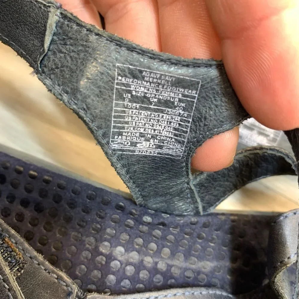 Womens Size 9 Merrell Agave Navy Leather Sandals Strappy Slingback Ankle Outdoor - Picture 8 of 11